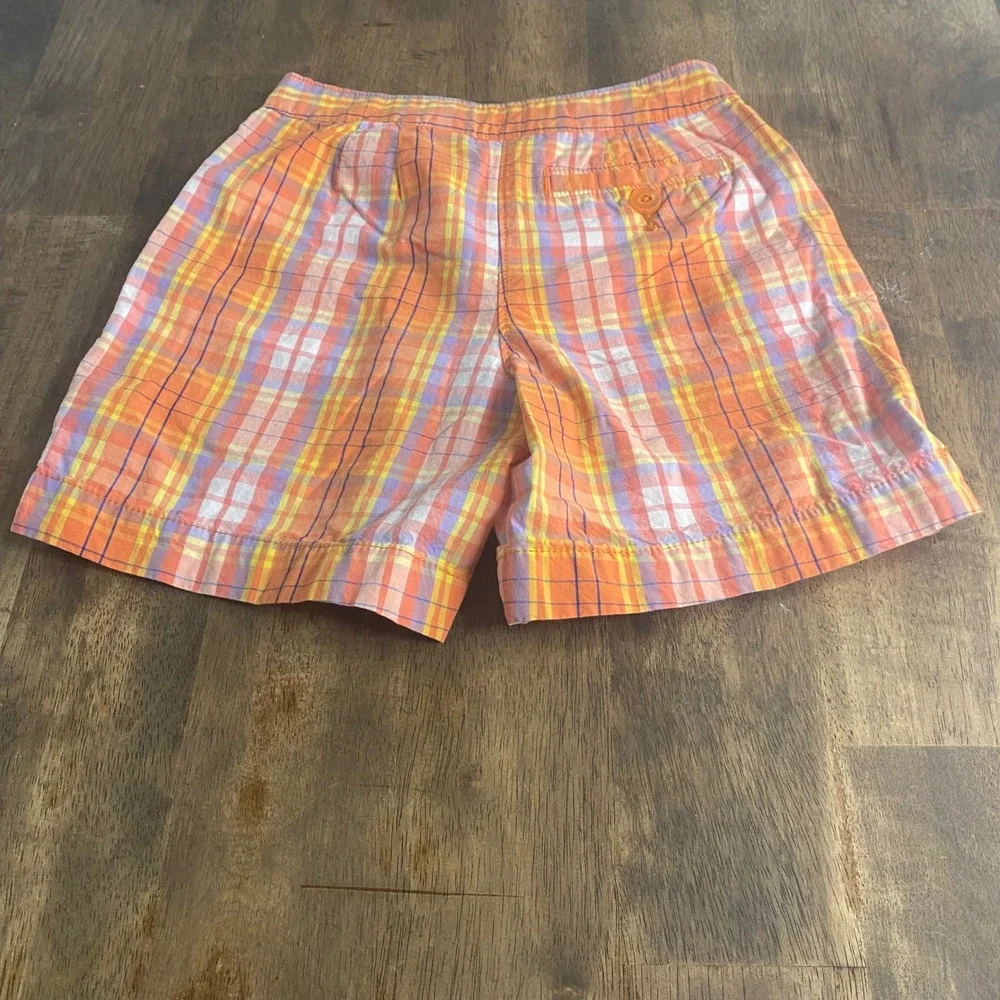 L.L. Bean‎ Shorts Kids Orange Plaid Cotton Casual Summer SIZE 10